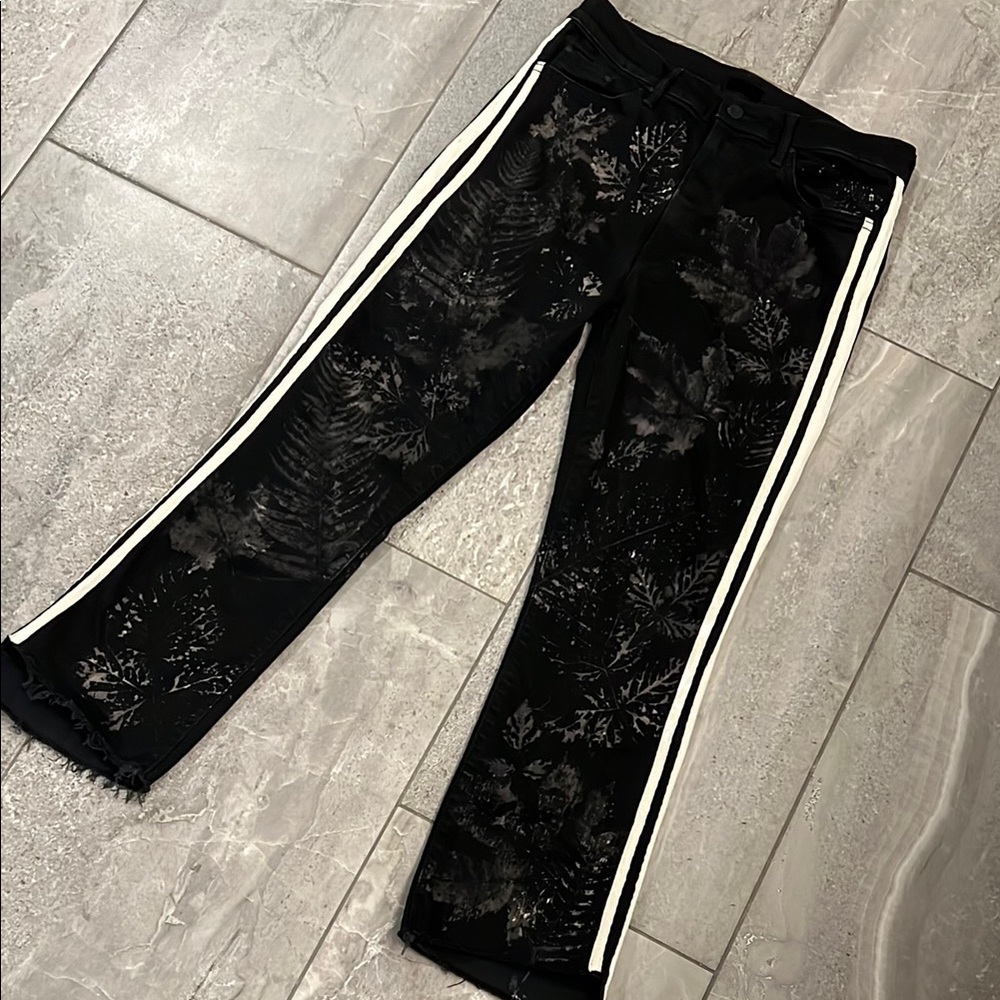 RARE CUSTOM LEAF PRINT⭐️⭐️✨MOTHER Insider Crop Step Fray  Jeans